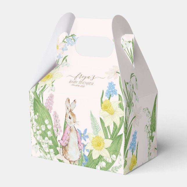 Peter the Rabbit Spring Blooms Pink Baby Shower Favour Box (Front Side)