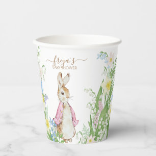 Peter the Rabbit Spring Blooms Pink Baby Shower Paper Cups