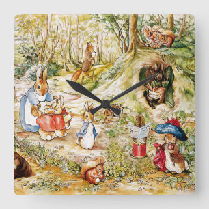 Peter the rabbit square wall clock