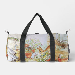 Peter the rabbit tumbling in garden shed 	 duffle bag