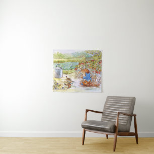 Peter the Rabbit Tumbling in Vegie Patch Tapestry