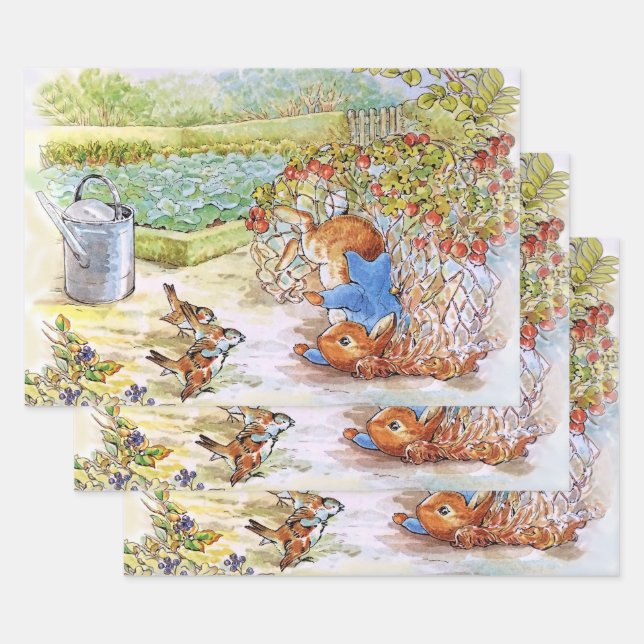 Peter the Rabbit Tumbling in Vegie Patch Wrapping Paper Sheet (Set)