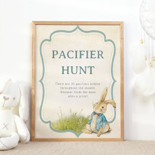 Peter The Rabbit Vintage Baby Shower Pacifier Hunt Poster