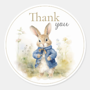 Peter The Rabbit Watercolor Birthday Classic Round Sticker