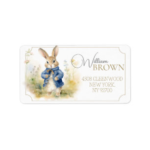 Peter The Rabbit Watercolor Birthday  Label