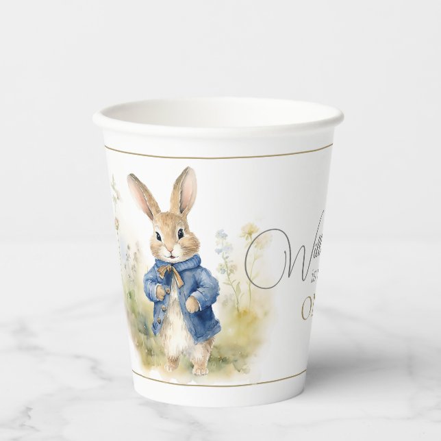 Peter The Rabbit Watercolor Birthday Paper Cups (Front)
