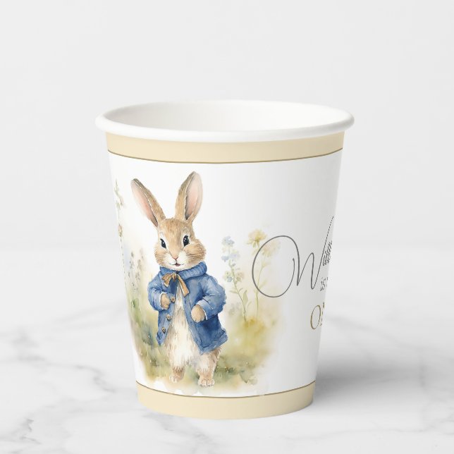 Peter The Rabbit Watercolor Birthday Paper Cups (Front)