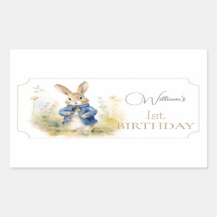 Peter The Rabbit Watercolor Birthday  Rectangular Sticker