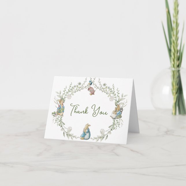 Peter the Rabbit Wildflower Baby Shower Thank You Card (Front)