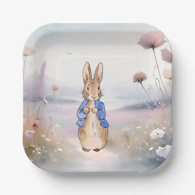 Peter the Rabbit wildflower field Paper Plate (Front)