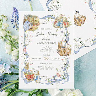 Peter the Rabbit Wildflower Ribbon Baby Shower Invitation