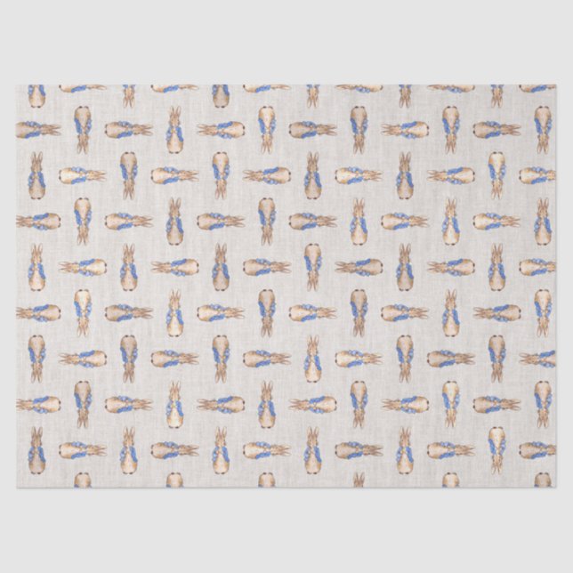 Peter the rabbit with beige linen texture tissue paper (Front)