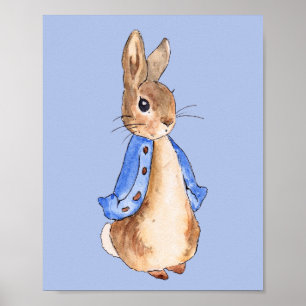 Peter the Rabbit with Blue Background Poster