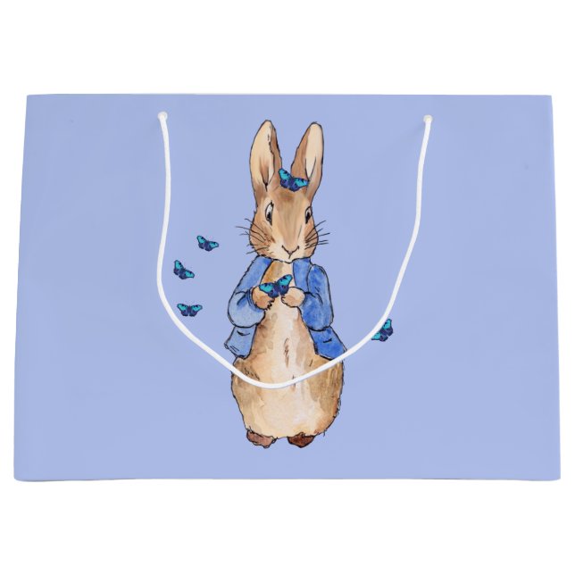 Peter the Rabbit with Blue Butterflies  Large Gift Bag (Front)