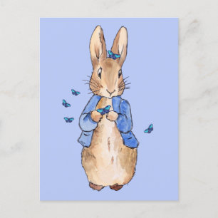 Peter the Rabbit with Blue Butterflies Postcard