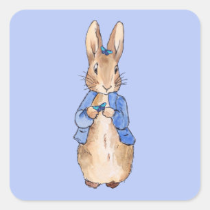 Peter the Rabbit with Blue Butterflies  Square Sticker