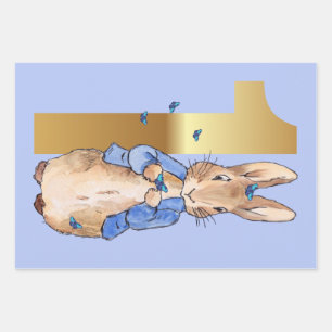 Peter the Rabbit with Blue Butterflies Wrapping Paper Sheet