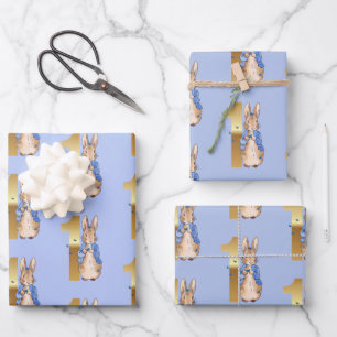 Peter the Rabbit with Blue Butterflies  Wrapping Paper Sheet