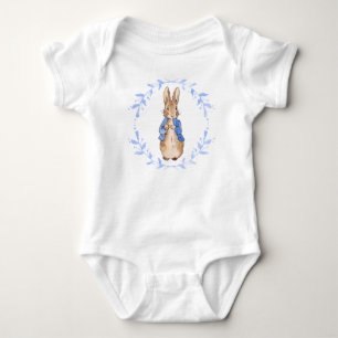 Peter the rabbit with blue leafy wreath T-Shirt Baby Bodysuit