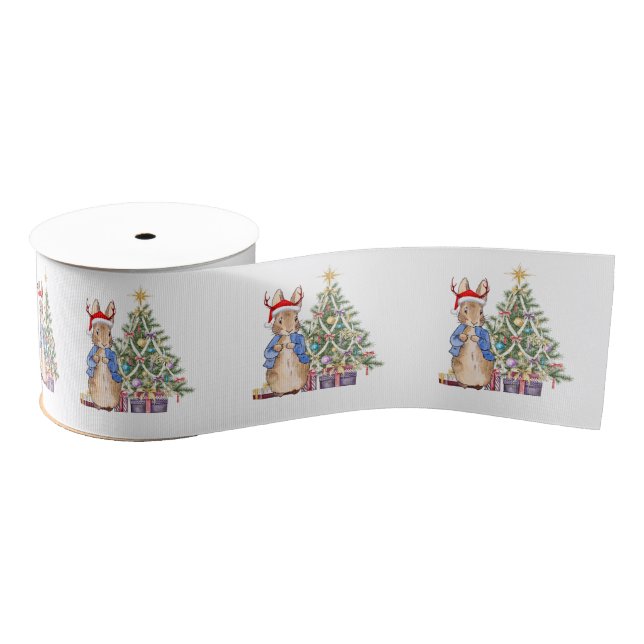 Peter the Rabbit with Christmas tree Grosgrain Ribbon (Spool)