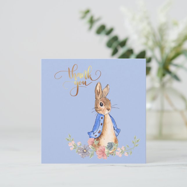 Peter the Rabbit with Gold Thank You Text (Standing Front)