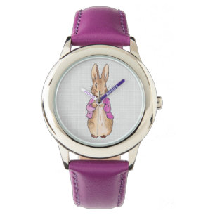 Peter the rabbit with gray linen texture watch