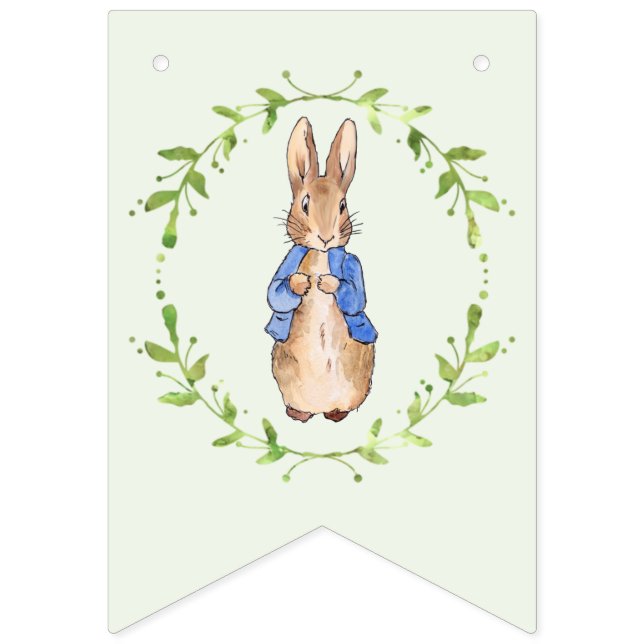 Peter the Rabbit with Green leaf Wreath  Bunting (First Flag)