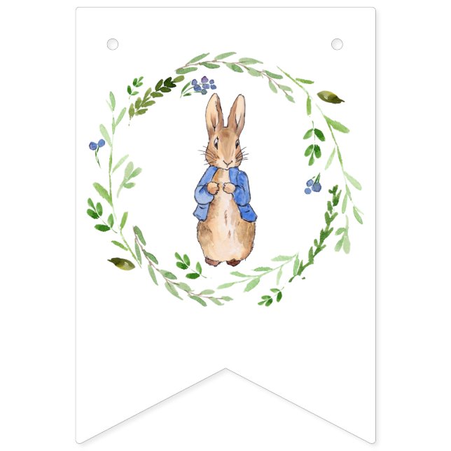 Peter the Rabbit with Green leaf Wreath  Bunting (First Flag)
