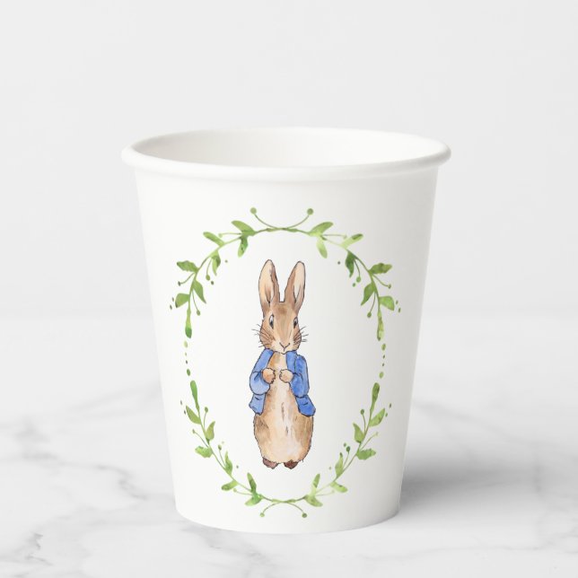 Peter the Rabbit with Green leaf Wreath  Paper Cups (Front)