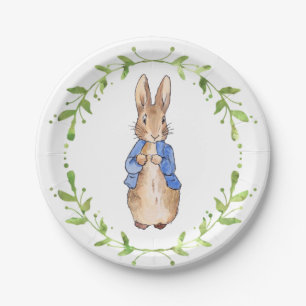 Peter the Rabbit with Green leaf Wreath Paper Plate