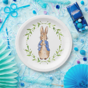 Peter the Rabbit with Green leaf Wreath   Paper Plate