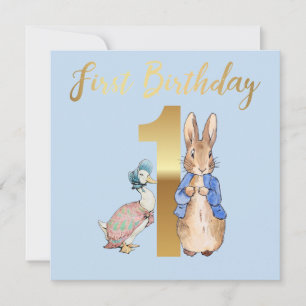Peter the Rabbit with Jemima First Birthday Invitation