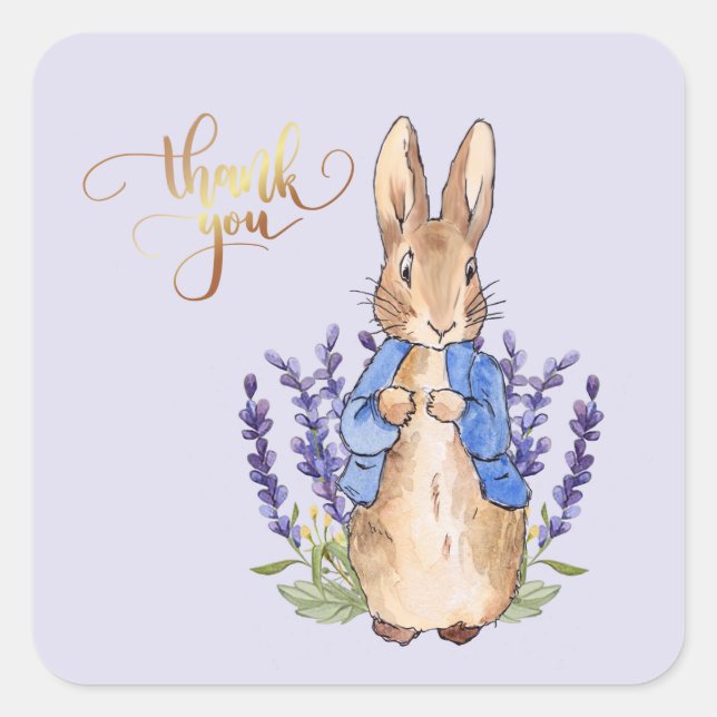 Peter the rabbit with lavender square sticker (Front)