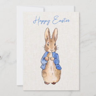 Peter the Rabbit with Linen Background Holiday Card