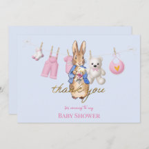 Peter the rabbit with pink bunting thank you