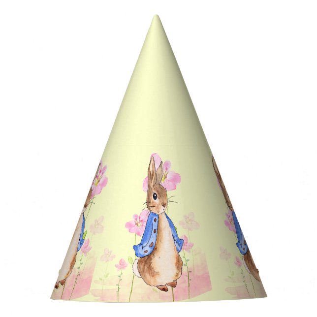 Peter the Rabbit with Pink Flowers Party Hat (Front)