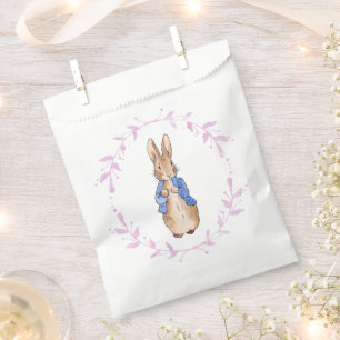 Peter the Rabbit with Pink leaf Wreath    Favour Bags
