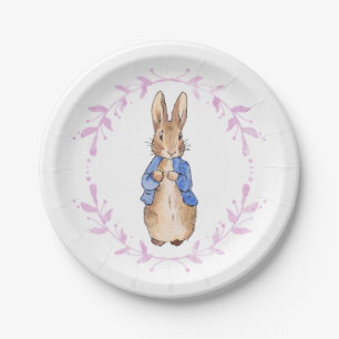 Peter the Rabbit with Pink leaf Wreath    Paper Plate