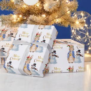 Peter the Rabbit with Santa Hat Wrapping Paper