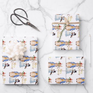 Peter the Rabbit with Santa Hat Wrapping Paper Sheet