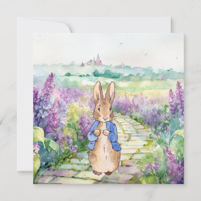 Peter the Rabbit with watercolour lilacs  (Front)