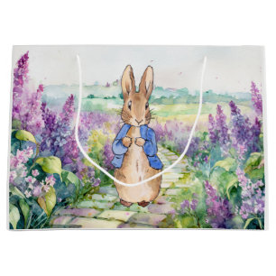 Peter the Rabbit with watercolour lilacs  Large Gift Bag