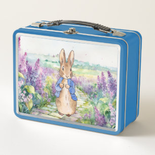Peter the Rabbit with watercolour lilacs Metal Lunch Box