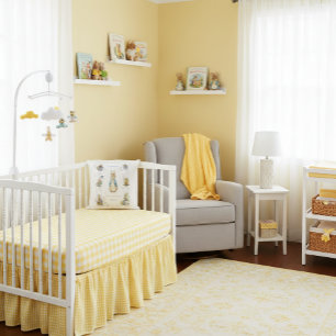 Peter the Rabbit Yellow Gingham Birth Stats Cushion