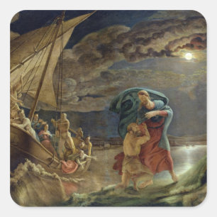 Peter Walks on Water, 1806 Square Sticker