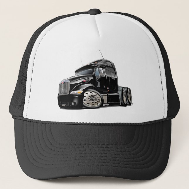 Peterbilt Black Truck Trucker Hat (Front)