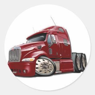 Peterbilt Maroon Truck Classic Round Sticker