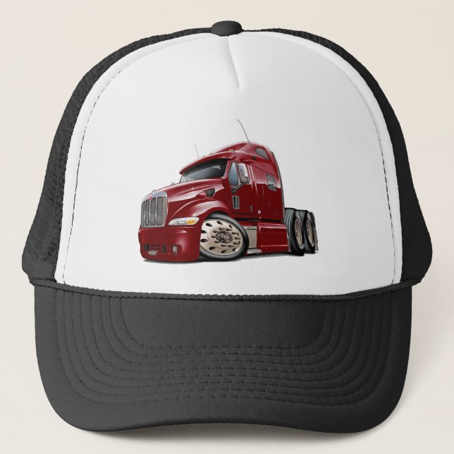 Peterbilt Maroon Truck Trucker Hat (Front)