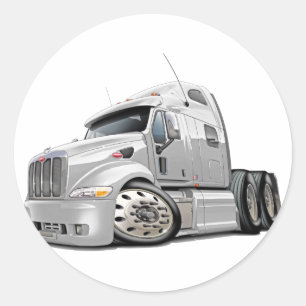 Peterbilt White Truck Classic Round Sticker
