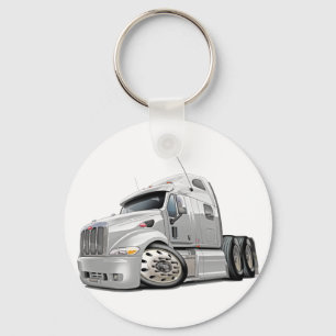 Peterbilt White Truck Key Ring